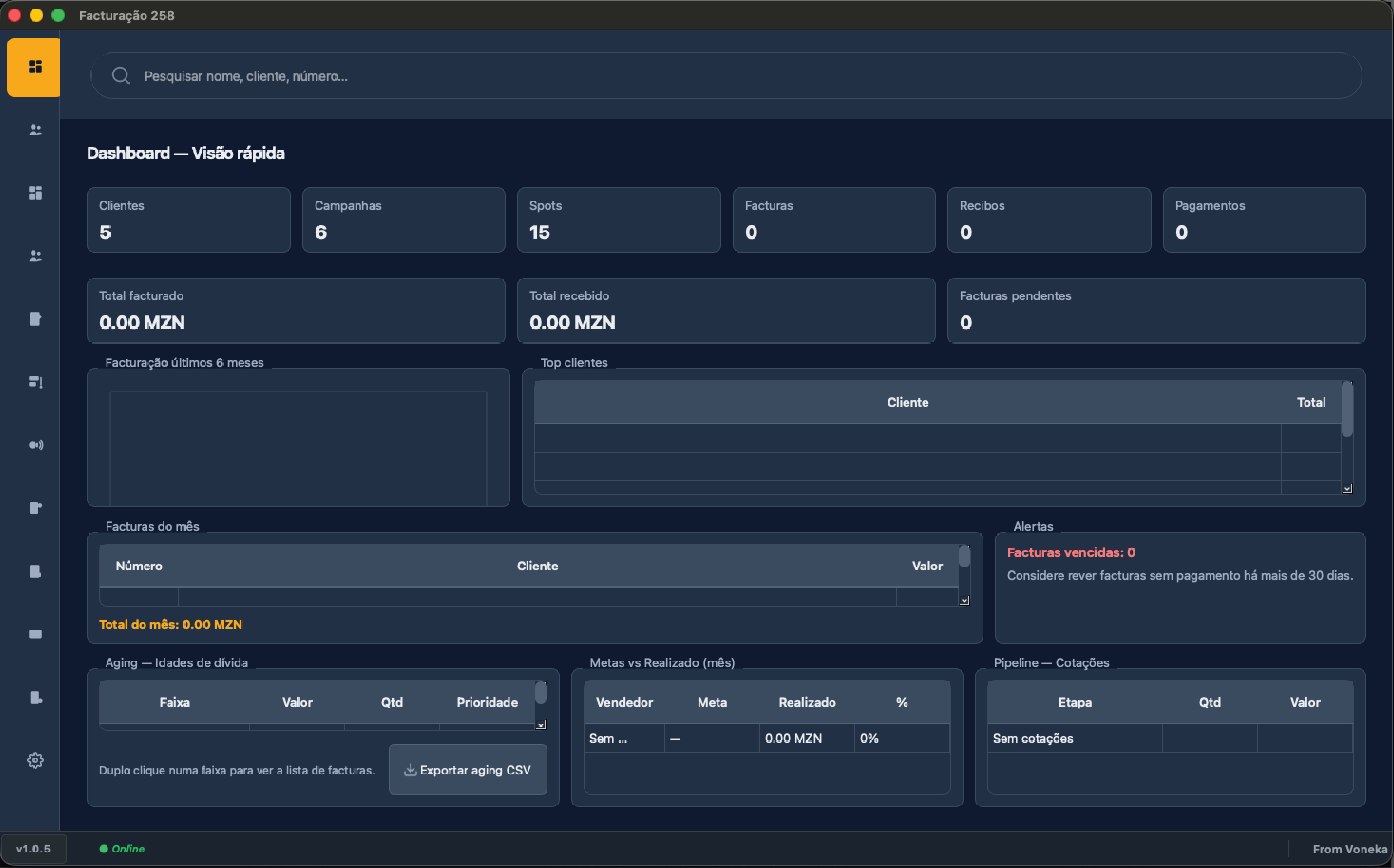 Dashboard Facturação 258